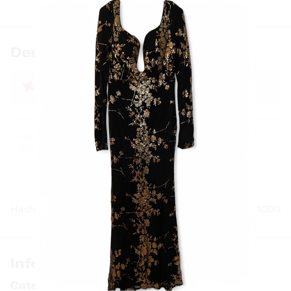 Elegant Black and Gold Floral Dress